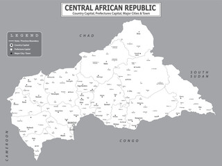 Obraz premium African Countries Geography Political map. Political map of country with capital, province or state capital, major cities and town.
