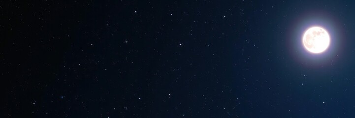 Fototapeta premium A vast, starry night sky with a plethora of twinkling stars and a bright, full moon shining in the background, universe, heavenly, outer space