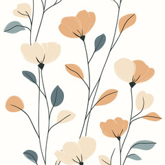 Naklejka premium Tall Abstract Stems and Flowers in a Minimalist Style