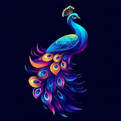 Obraz premium Modern peacock vector logo designed with bold colorful graphic elements image