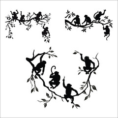 Monkey Silhouette Bundle Set