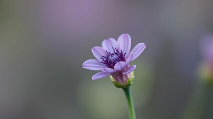 Obraz premium Close-up shot of a single mauve flower in full bloom, colorful blooms, close-up, petals