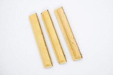 Wafer stick filled with chocolate cream isolated on white background