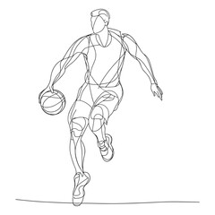 Fototapeta premium Male Athlete Dribbling a Basketball in Motion