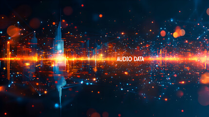 Fototapeta premium Vibrant Audio Data Visualization with Glowing Sound Waves and Futuristic Design