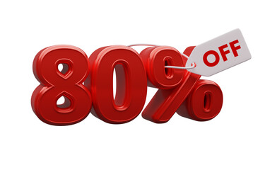 80% 3D Red Number isolated