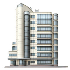 modern building 3d rendered isolated on white and transparent background. PNG cutout.