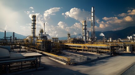 Obraz premium 49. A panoramic shot of an industrial area with multiple dewatering technologies