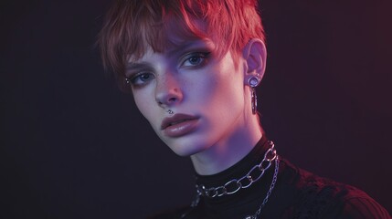 Portrait of a Non-Binary Person with Unique Style