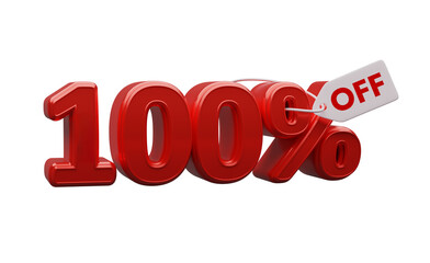 100% 3D Red Number isolated