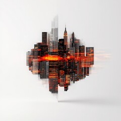 Digital Metropolis Abstract Cityscape at Night.