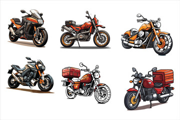 Obraz premium Motorcycle Vector Bundle Set , Motorbike Vector, Motorcycle Vector