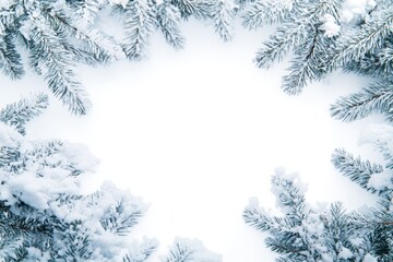 A majestic snow-covered tree stands gracefully against a pristine white backdrop, evoking a tranquil winter wonderland filled with serene beauty.