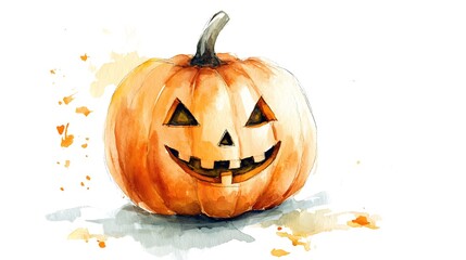 Watercolor Halloween Jack-O-Lantern