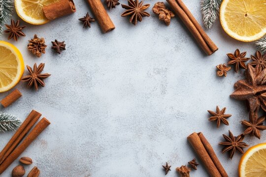 A vibrant circle of spices and fruits, showcasing an array of colors and textures, inviting a feast for the senses and a celebration of culinary diversity.