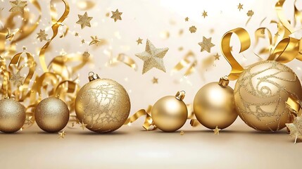 Fototapeta premium Golden Christmas Ornament with 2025 in background