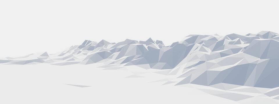 3D Low poly ice mountain. Ice terrain