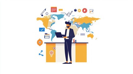 Naklejka premium Global Business Strategy - Modern Businessman