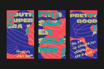 Youth brutalism and antidesign liquid style backgrounds
