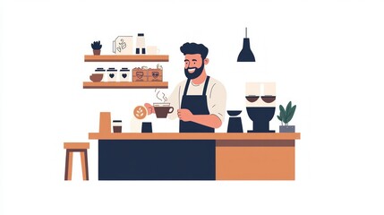 Barista Making Coffee at a Cozy Cafe