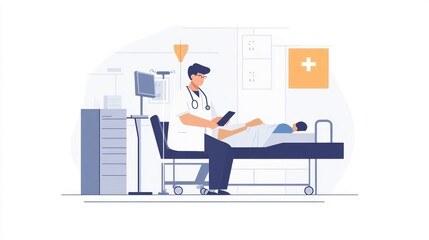 Doctor examining a patient in a hospital room