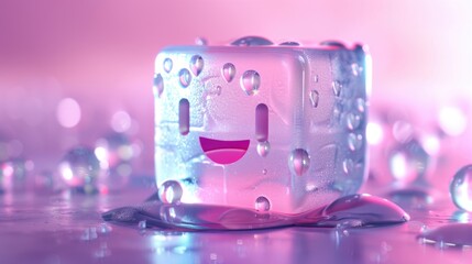 Melting Ice Cube with a Smiley Face