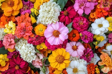 A vibrant mix of colorful flowers in bloom.