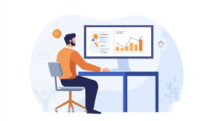 Fototapeta premium Businessman Analyzing Data on Computer