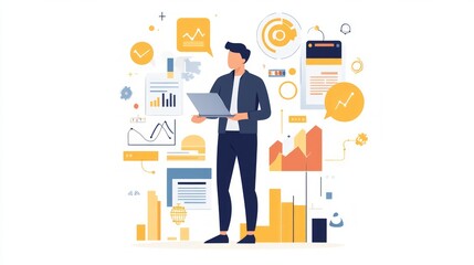 Fototapeta premium Data-Driven Business Strategy Illustration