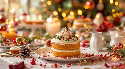 A festive holiday table is set for a dinner party