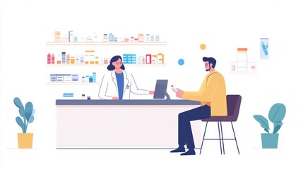 Obraz premium Pharmacy Consultation Scene