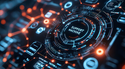 Fototapeta premium Futuristic SVM Support Vector Machine Interface for Predictive Modeling in Machine Learning Technology