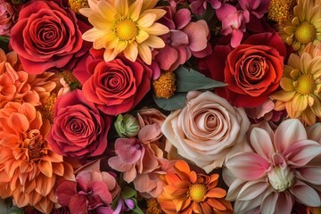Fototapeta premium Close up of colorful blooming flowers.
