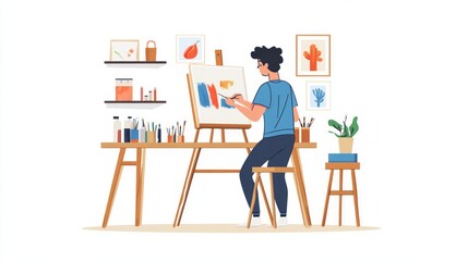 Artist Painting in a Creative Studio