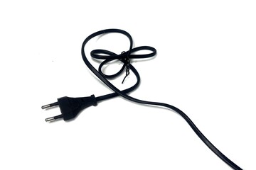 black cable on white background