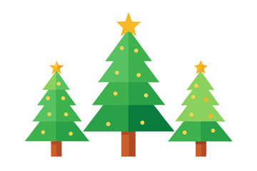 Christmas trees vector set on white background.