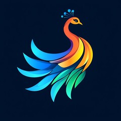 Fototapeta premium Peacock vector logo template showcasing colorful artistry and graceful style picture
