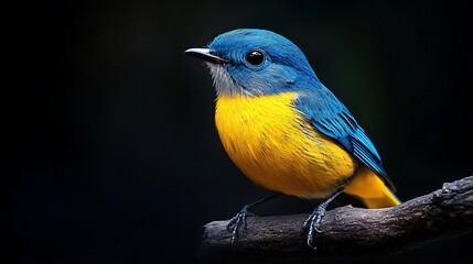 Obraz premium Blue and Yellow Bird on a Branch
