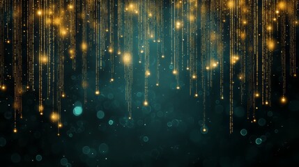 Dark background with shimmering gold lights and sparkling stars. ideal for luxury, festive designs, invitations, or magical, celebratory projects.