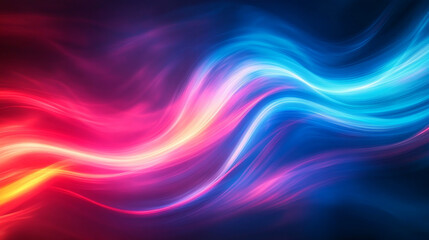 Fototapeta premium Red, blue, and pink light waves on a dark background. Ideal for backgrounds, digital art, graphic design, and technology concepts. Generated AI