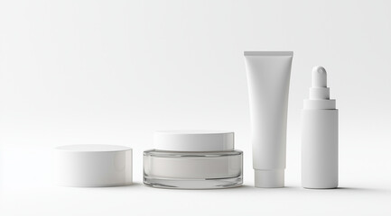 Christmas cosmetics, a set of cosmetics, on a white background, created using Generative AI technology.