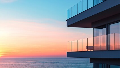 Oceanfront Luxury: Sunset Views from a Modern Balcony