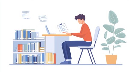 Focused Individual Studying in a Library