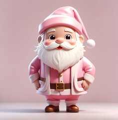 Cute Santa Claus Cartoon Character in Pastel Pink