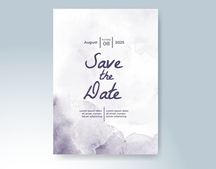 Wedding card invitation template with hand painted watercolor splash