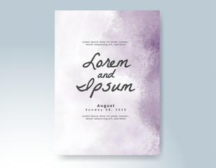 Wedding card invitation template with hand painted watercolor splash