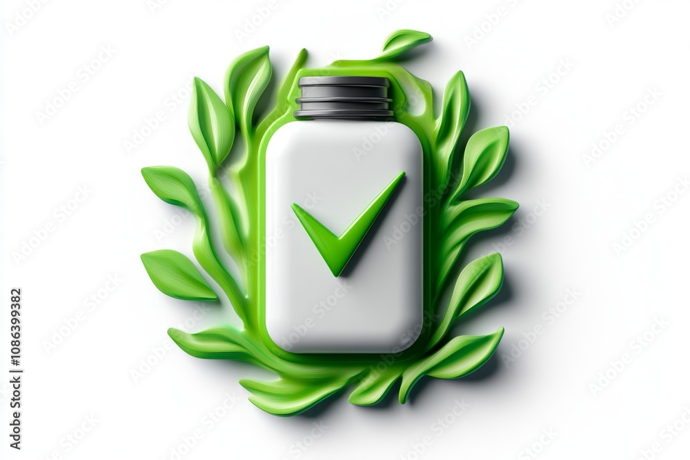 Poster a simple aa battery icon on a plain white background with a soft green accent