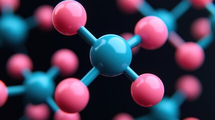 Abstract Molecular Structure Pink Teal 3D Render