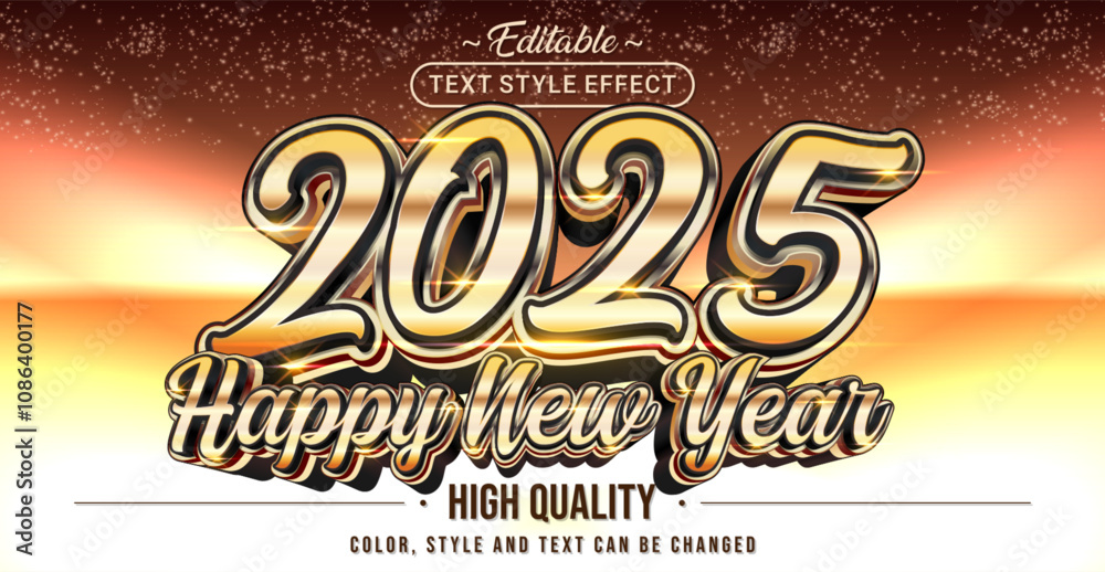 Poster editable text style effect - 2025 happy new year text style theme.