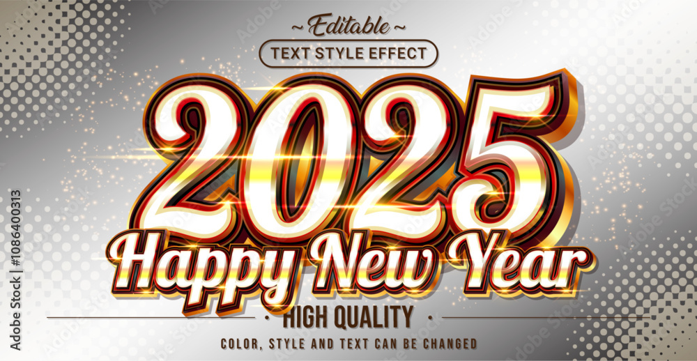 Poster editable text style effect - 2025 happy new year text style theme.